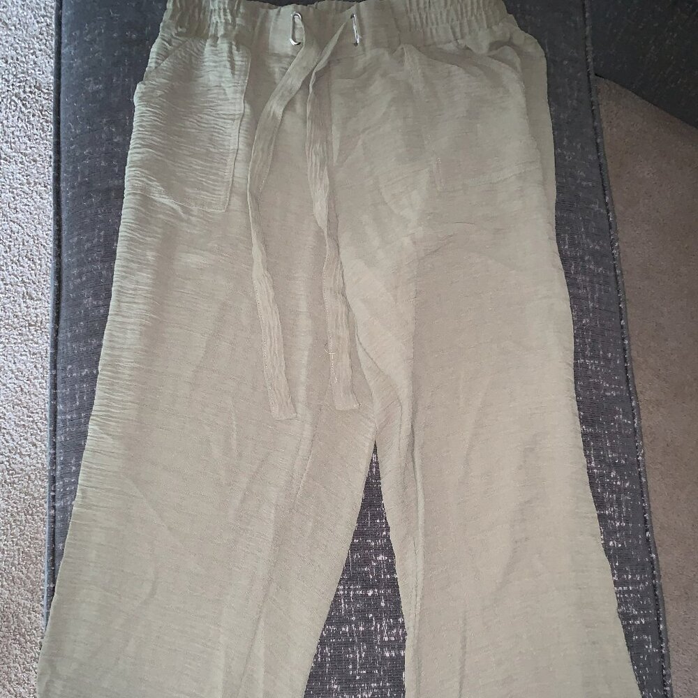 Love Scarlett Olive Green Wide-Leg Drawstring Pants Size large
